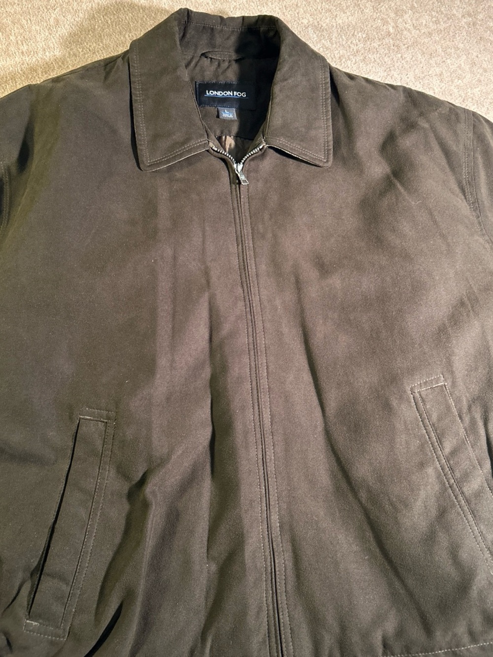 London Fog Men's Brown Bomber Zip-Front Jacket Size L